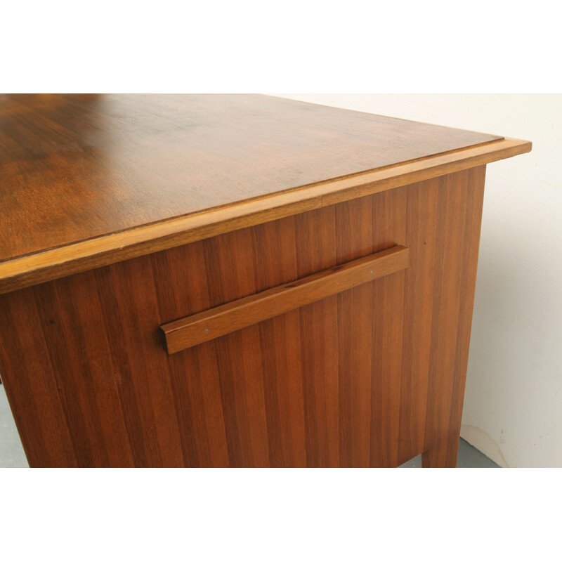 Vintage desk in walnut bicolor 1950s