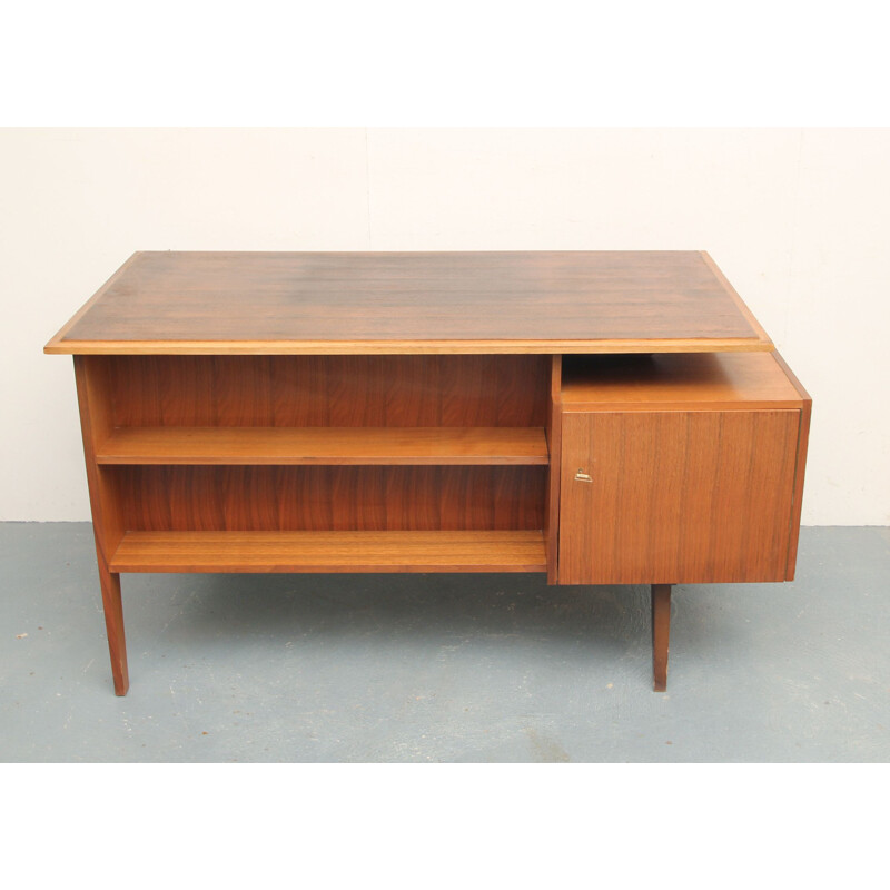 Vintage desk in walnut bicolor 1950s