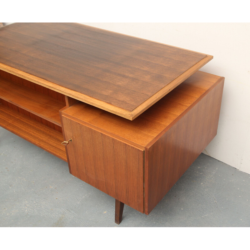 Bureau vintage en noyer bicolore 1950