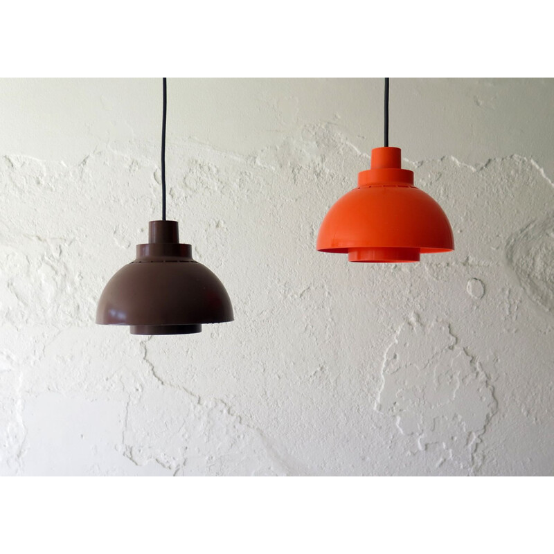 Vintage plastic hanging lamp, orange or brown 1970