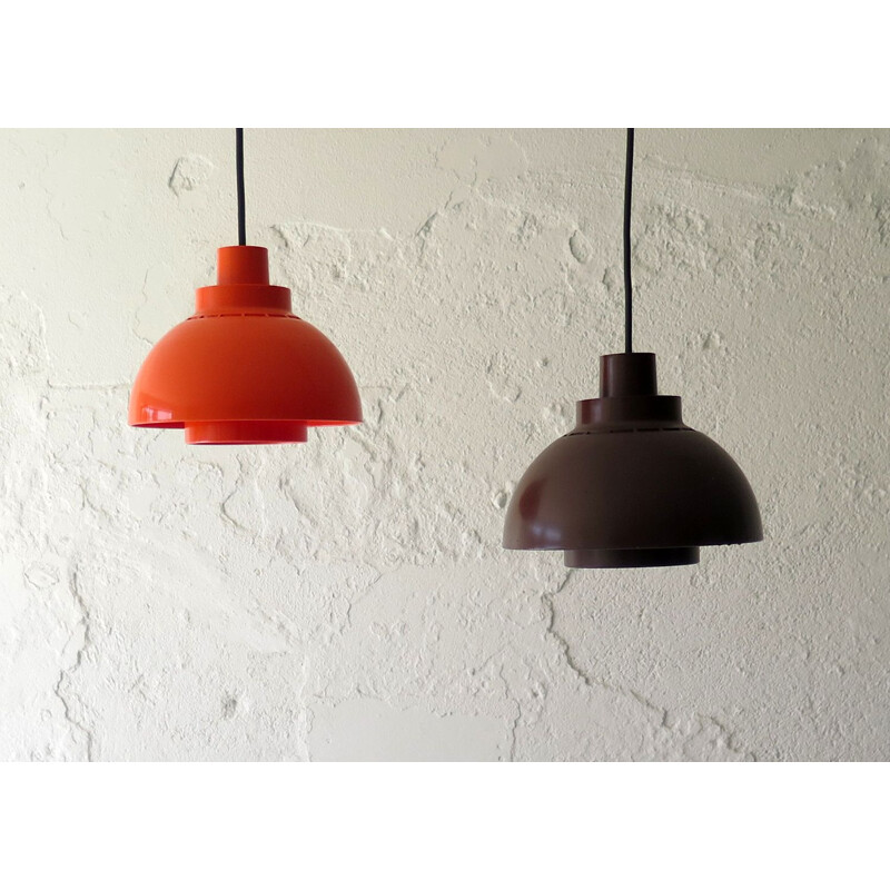 Vintage plastic hanging lamp, orange or brown 1970