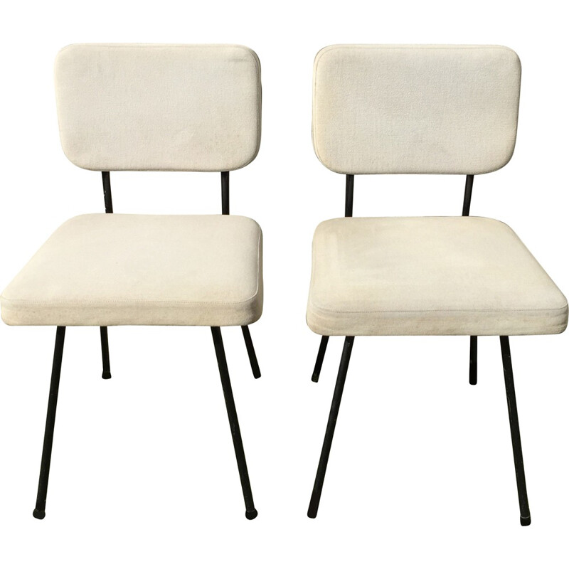 Pair of Airborne chairs in grey fabric, André SIMARD - 1950s