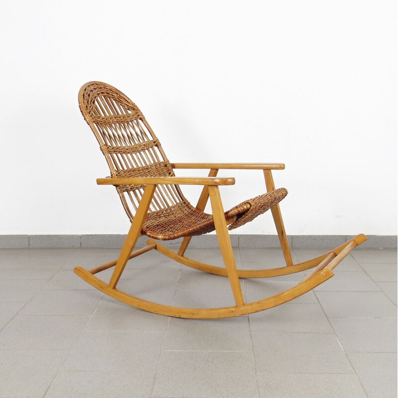 Vintage Rocking chair by Uluv Czechoslovakia 1970s