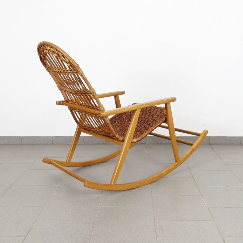 Vintage Rocking chair by Uluv Czechoslovakia 1970s