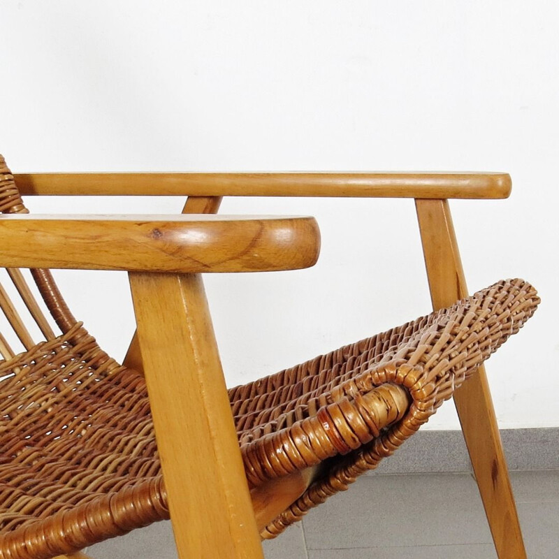 Rocking chair vintage par Uluv Tchécoslovaquie vers 1970