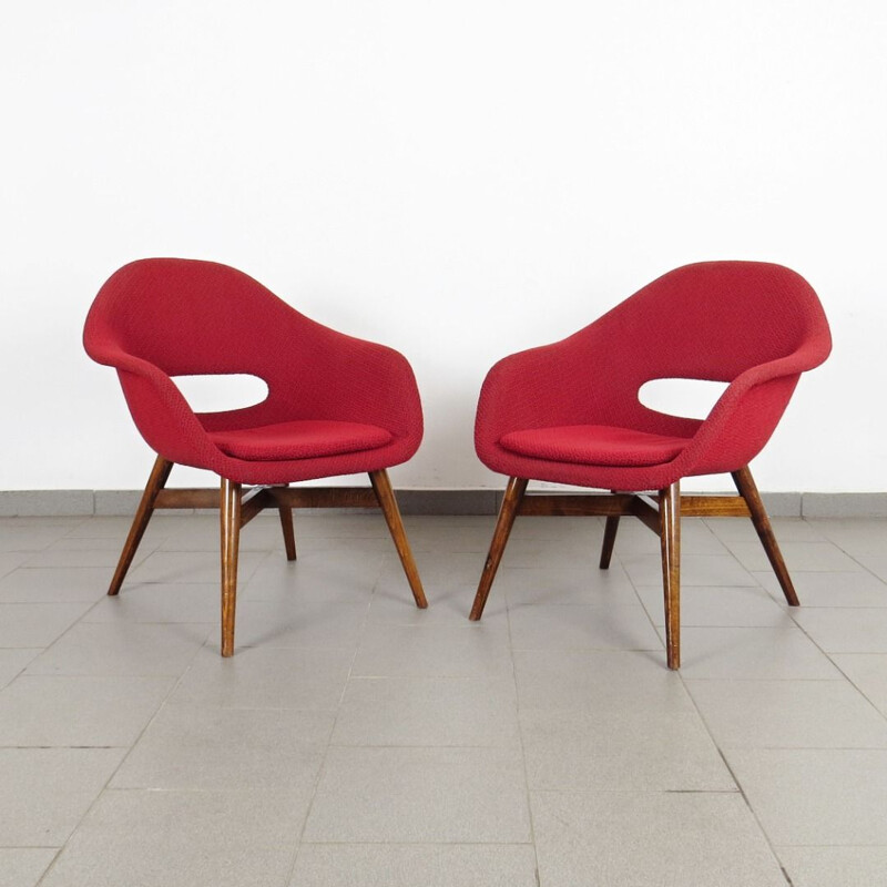 Paire de fauteuils vintage de Miroslav Navratil Tchécoslovaquie 1960