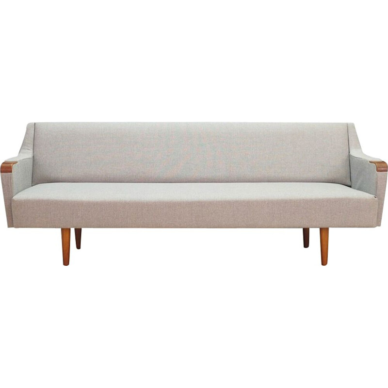 Vintage fabric and teak sofa, Denmark, 1970s