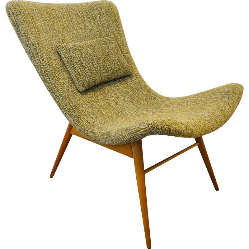 Fauteuil TV vintage en banane de Miroslav Navrátil pour Cesky Nabytek, 1960