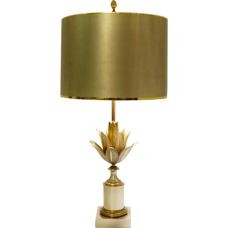 Vintage Lotus Brass Desk Lamp from Maison Charles, 1960s