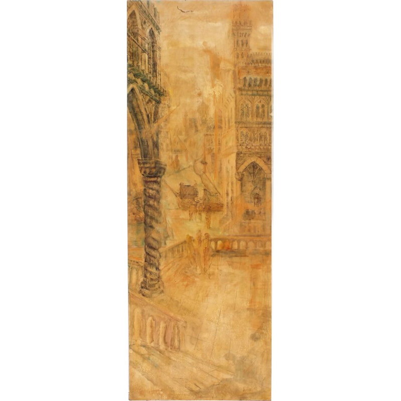 Calcomanía vintage de panel de madera de Turín Aloisi De Cavero Girardi, Italia 1955