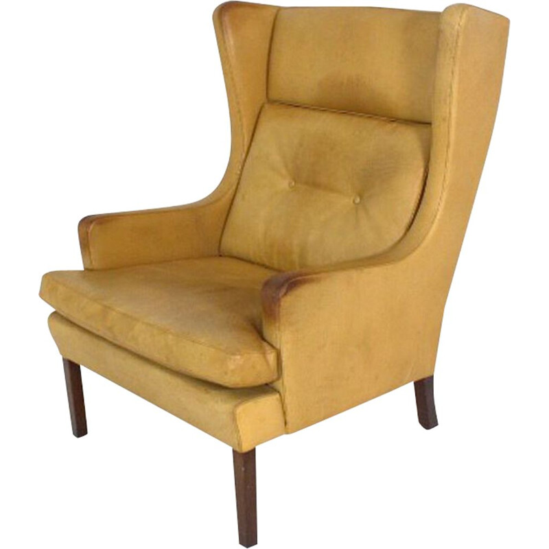 Fauteuil vintage en cuir cognac, Danemark, 1960