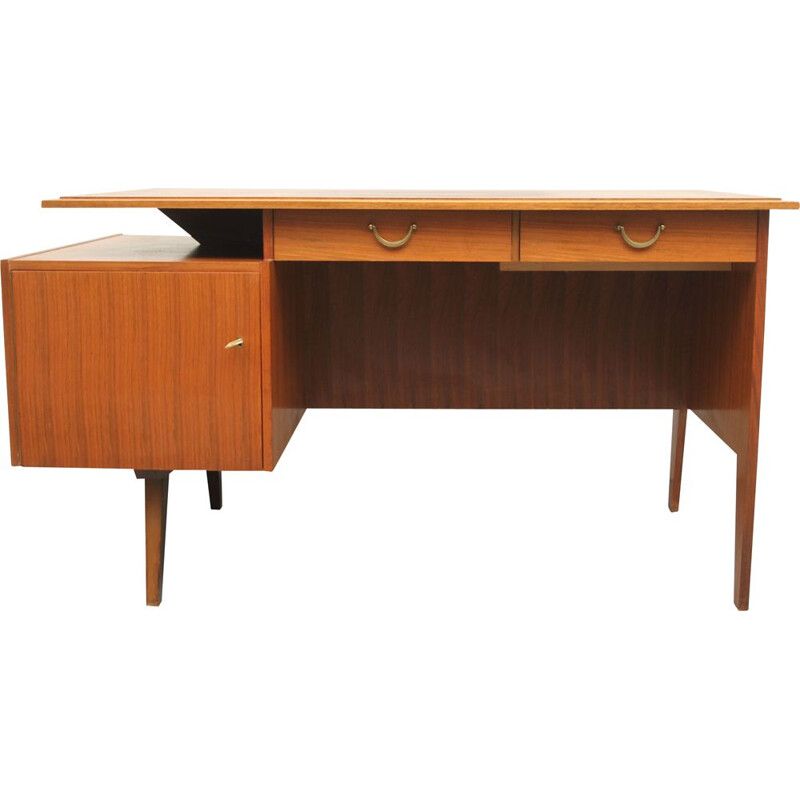 Vintage desk in walnut bicolor 1950s