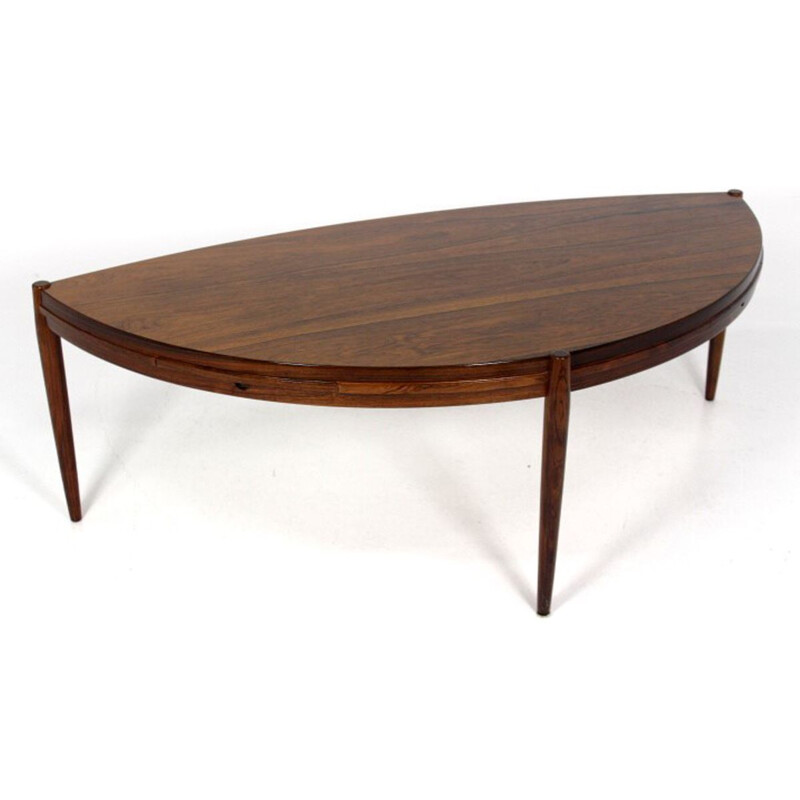 Vintage rosewood coffee table Johannes Andersen Tresnum, Sweden, 1950