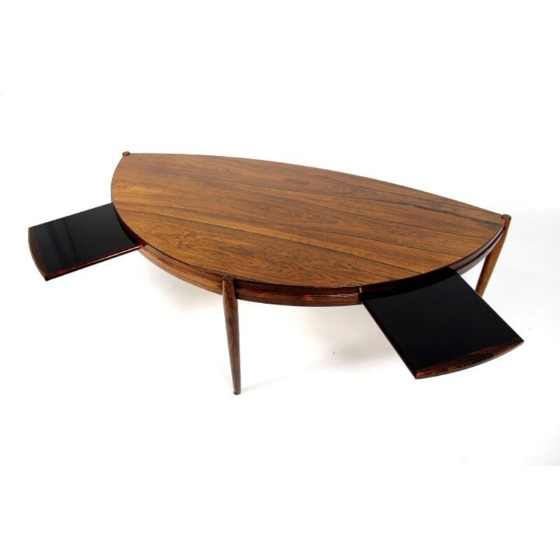 Vintage rosewood coffee table Johannes Andersen Tresnum, Sweden, 1950