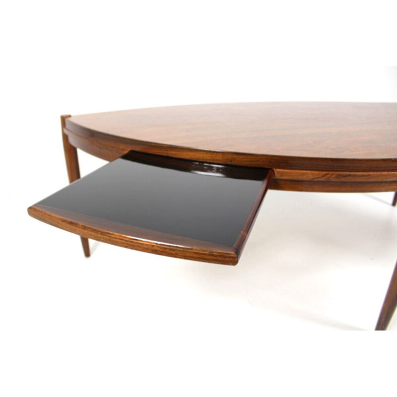 Vintage rosewood coffee table Johannes Andersen Tresnum, Sweden, 1950