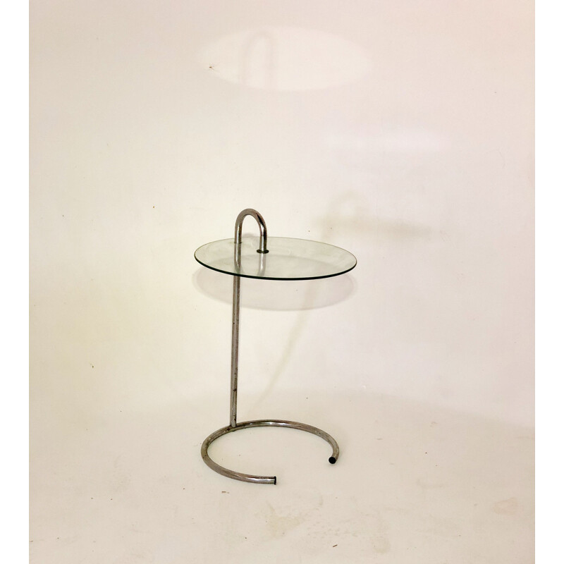 Table d'appoint vintage verre et aluminium chromé