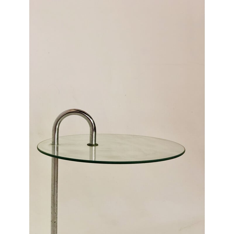 Vintage side table glass and aluminium chrome plated