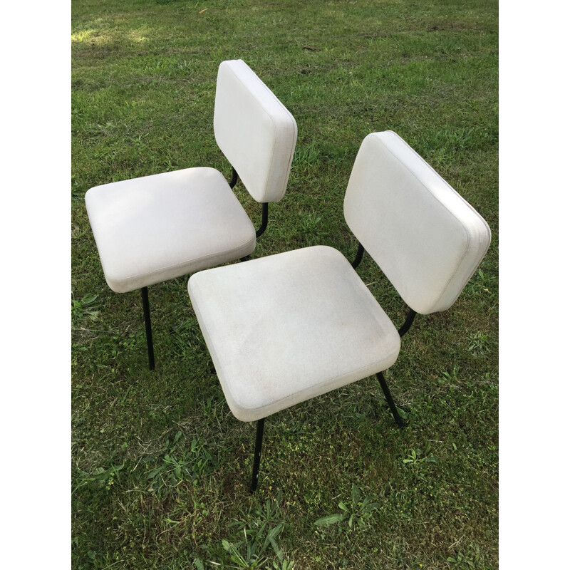 Pair of Airborne chairs in grey fabric, André SIMARD - 1950s