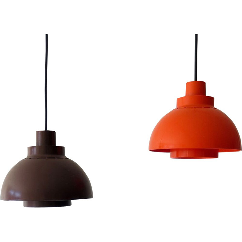 Vintage plastic hanging lamp, orange or brown 1970