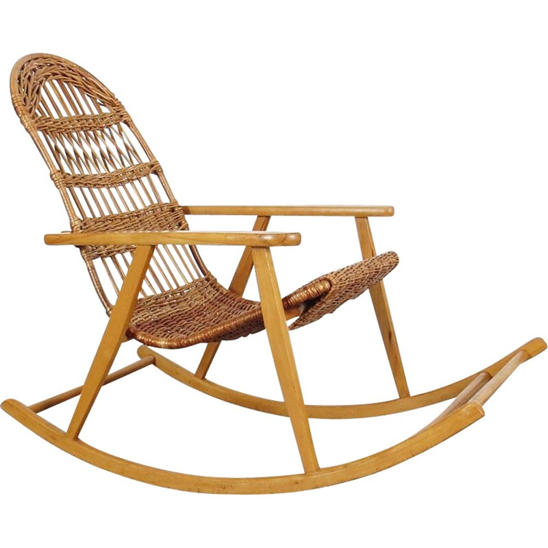 Vintage Rocking chair by Uluv Czechoslovakia 1970s