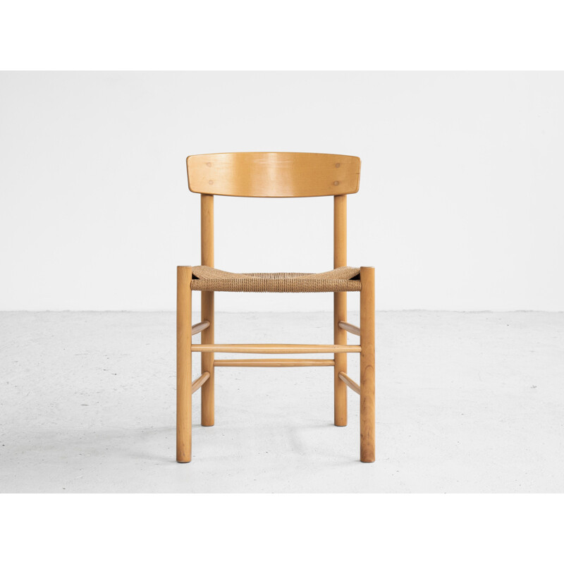 Vintage J39 chair in beech and paper cord by Børge Mogensen for FDB Danish 1945