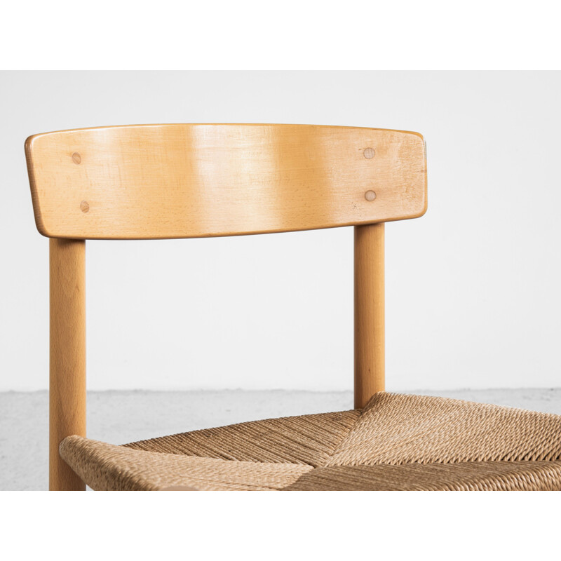 Vintage J39 chair in beech and paper cord by Børge Mogensen for FDB Danish 1945