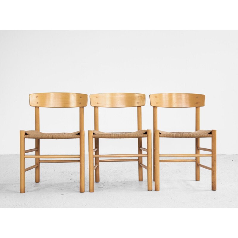 Vintage J39 chair in beech and paper cord by Børge Mogensen for FDB Danish 1945