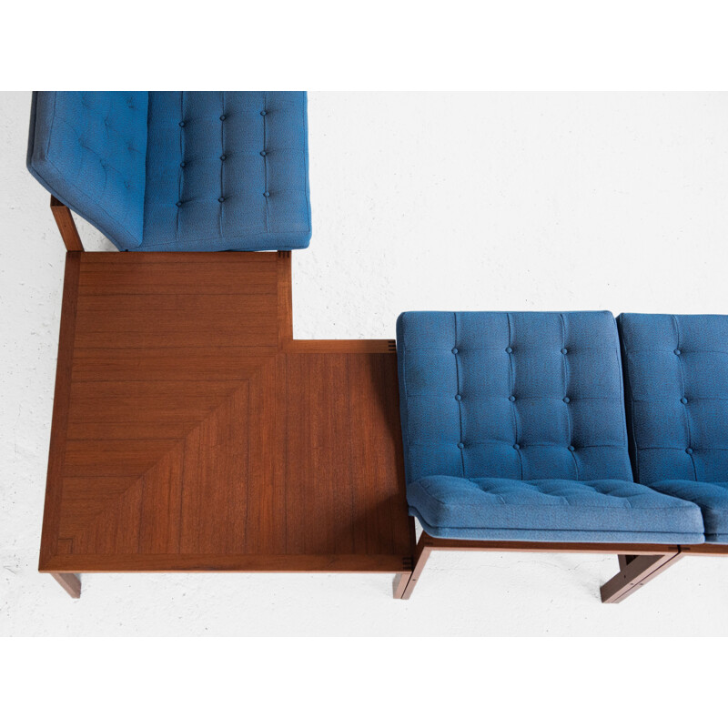 Midcentury corner sofa set in teak by Ole Gjerløv-Knudsen & Torben Lind for France and Søn