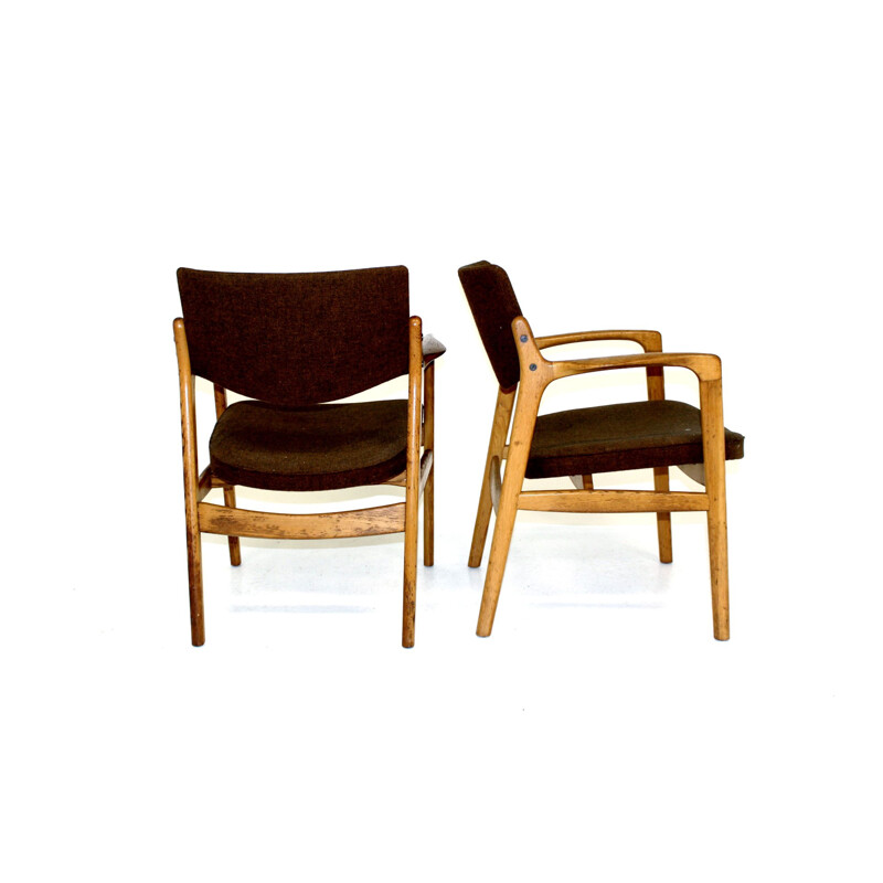 Paar vintage eiken fauteuils van Gondo Gravesen Snedkerier, Denemarken 1960