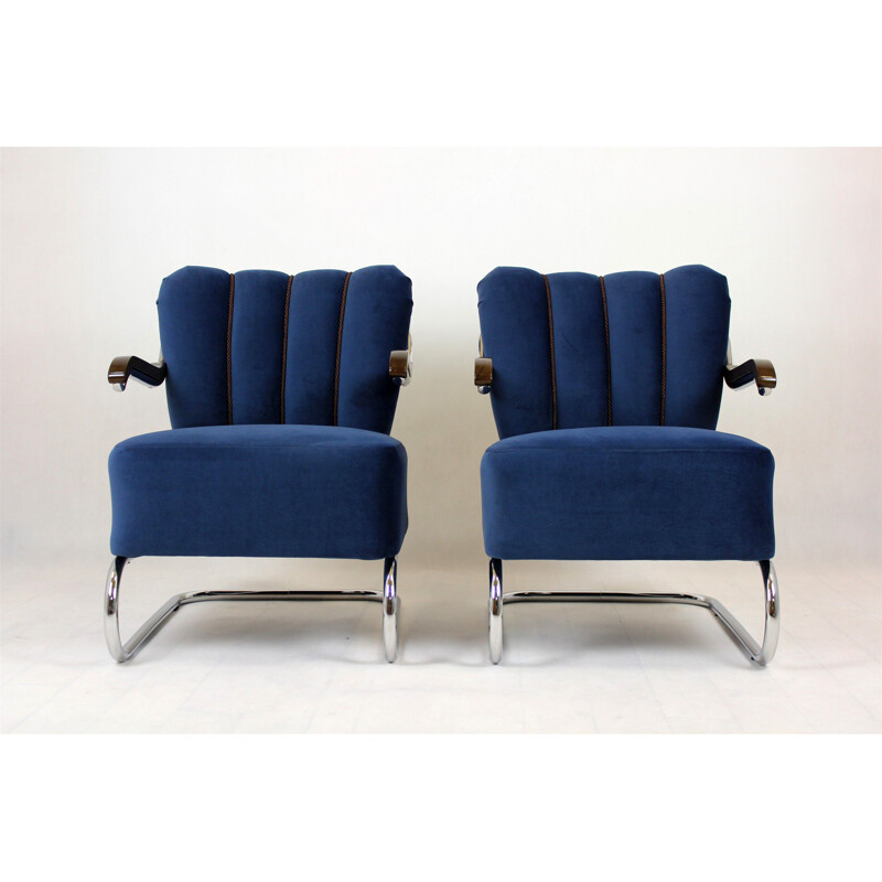 Pair of Vintage Cantilever Armchairs from Mücke Melder, 1930s