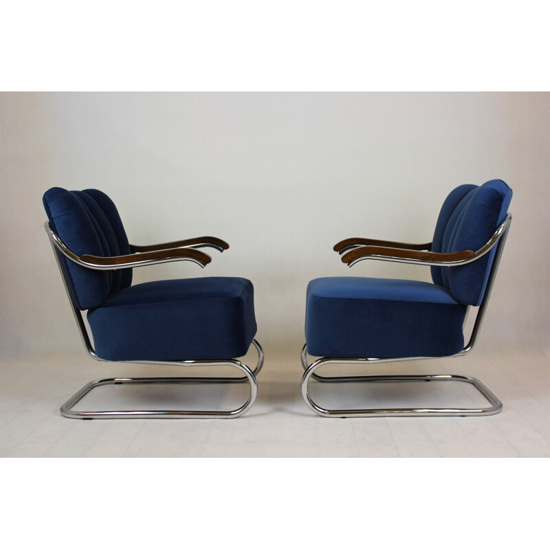 Pair of Vintage Cantilever Armchairs from Mücke Melder, 1930s