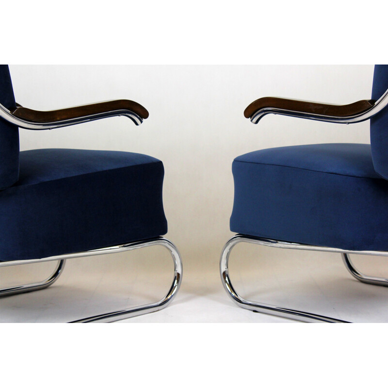 Pair of Vintage Cantilever Armchairs from Mücke Melder, 1930s