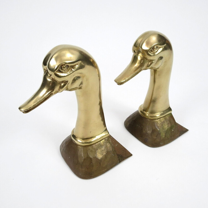 Pair of vintage brass book ends, 1960s