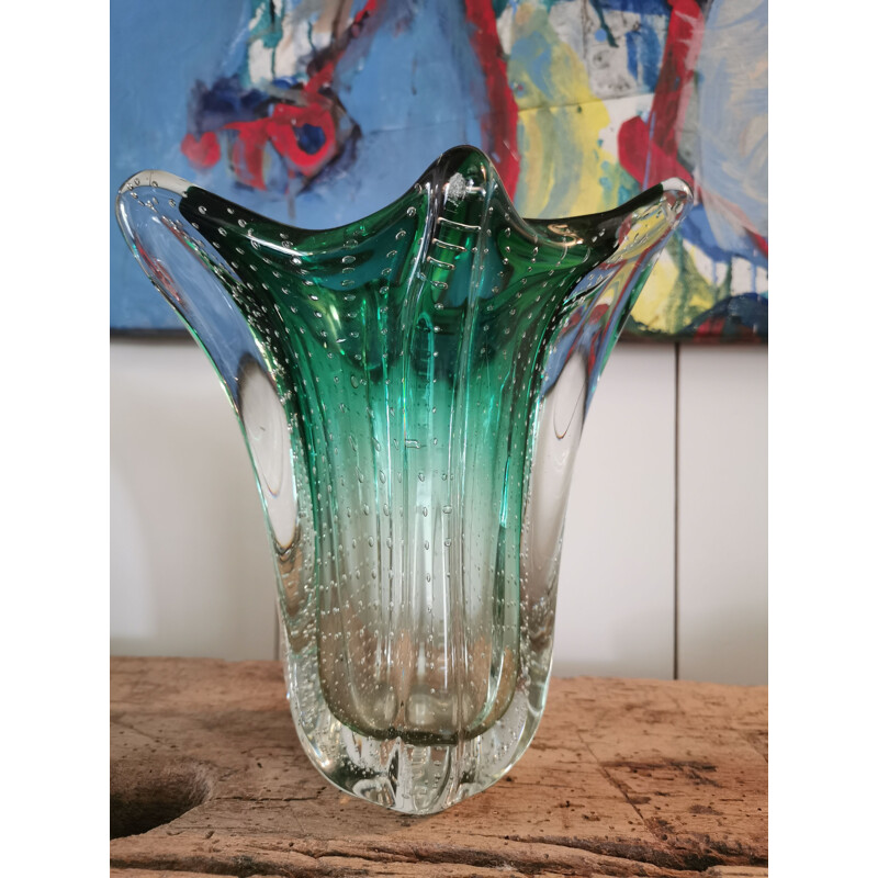 Vaso vintage in vetro di Murano, Italia 1970