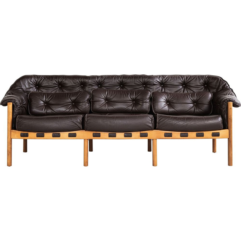 Midcentury sofa in teak and leather by Arne Norell 1960