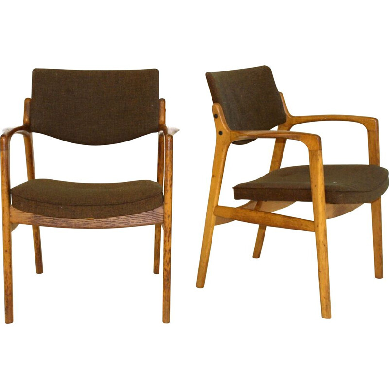Paar vintage eiken fauteuils van Gondo Gravesen Snedkerier, Denemarken 1960