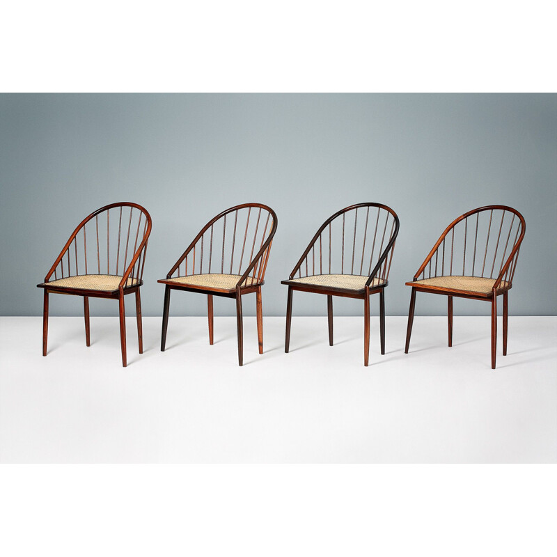 Set of 4 "Curva" chairs in Jacaranda by Joaquim Tenreiro, Brazil 1960