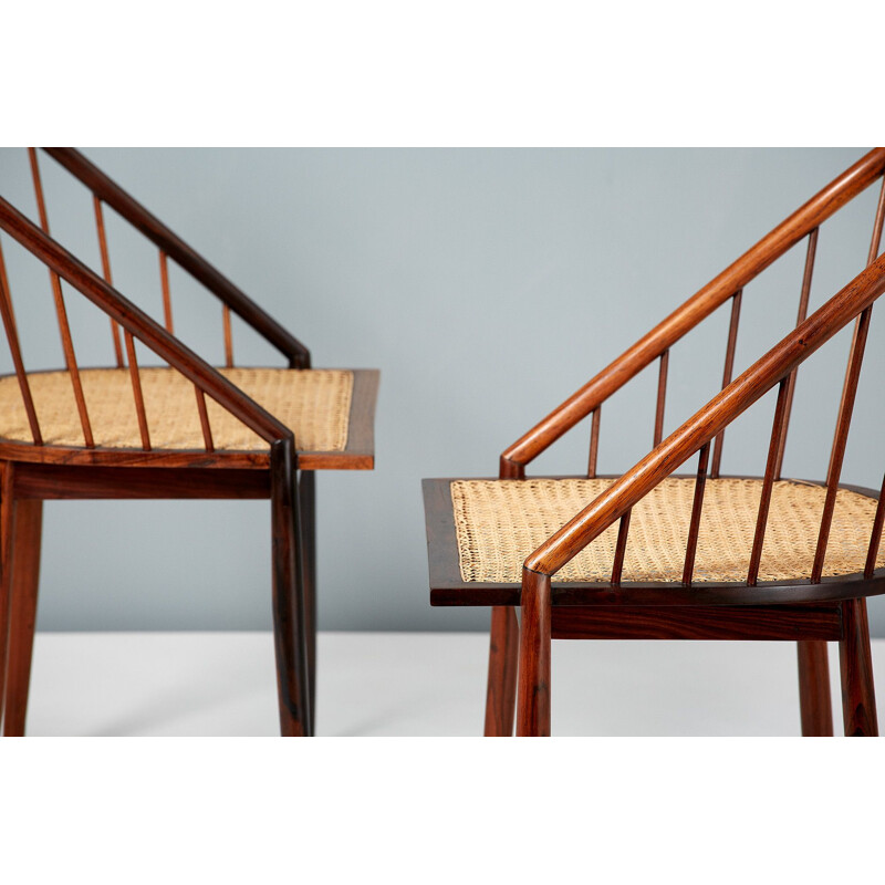 Set of 4 "Curva" chairs in Jacaranda by Joaquim Tenreiro, Brazil 1960