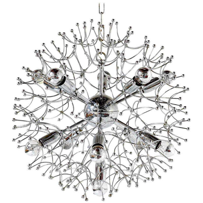 Italian chandelier in chromed metal, Gaetano SCIOLARI - 1960s