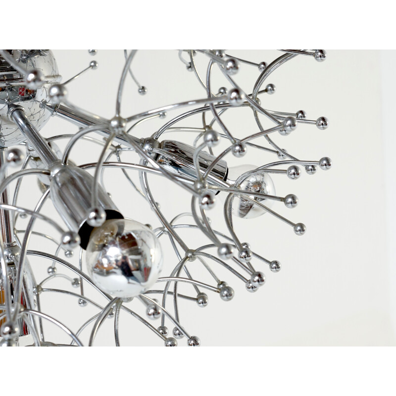 Italian chandelier in chromed metal, Gaetano SCIOLARI - 1960s