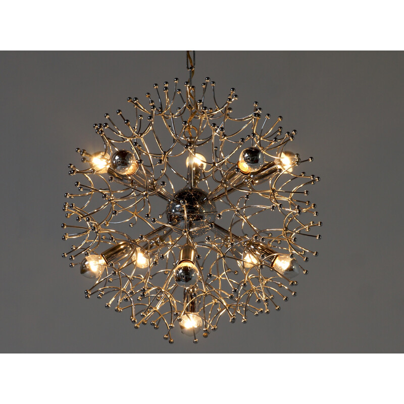 Italian chandelier in chromed metal, Gaetano SCIOLARI - 1960s