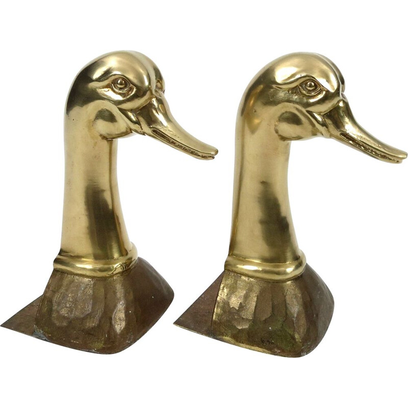 Pair of vintage brass book ends, 1960s