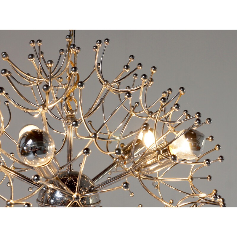 Italian chandelier in chromed metal, Gaetano SCIOLARI - 1960s