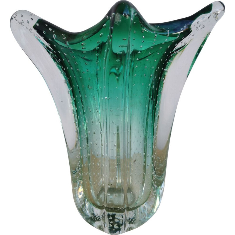 Jarrón vintage de cristal de Murano, Italia 1970