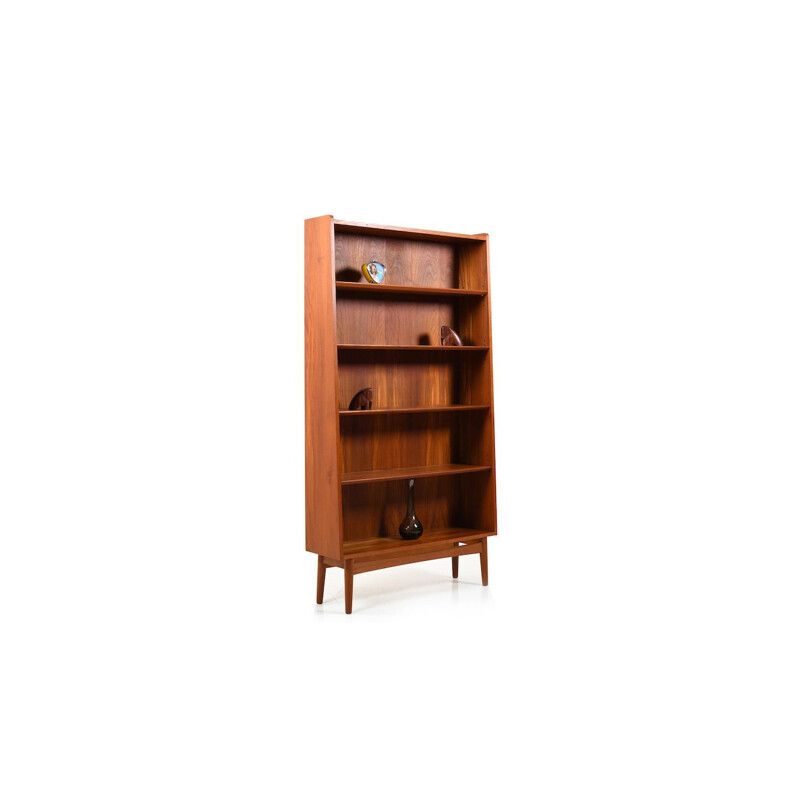 Mid Century Conical Bookshelf  Bookcase in Teak by Johannes Sorth for Nexø Møbelfabrik Bornholm Danish 1960s