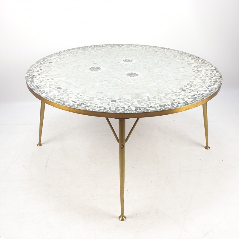 Vintage Round Mosaic Coffee Table by Berthold Müller, 1950s