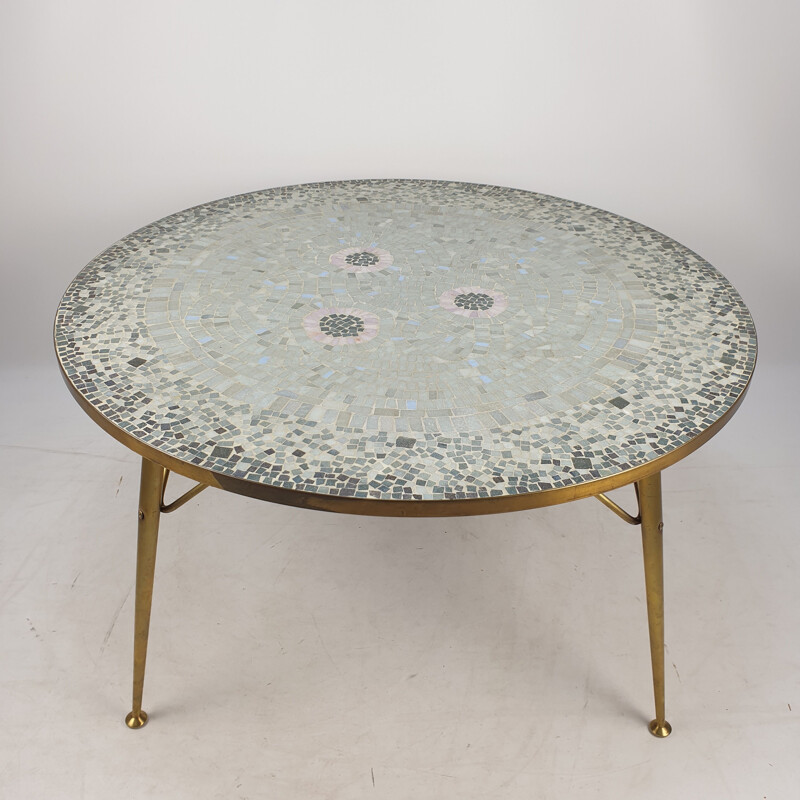 Vintage Round Mosaic Coffee Table by Berthold Müller, 1950s