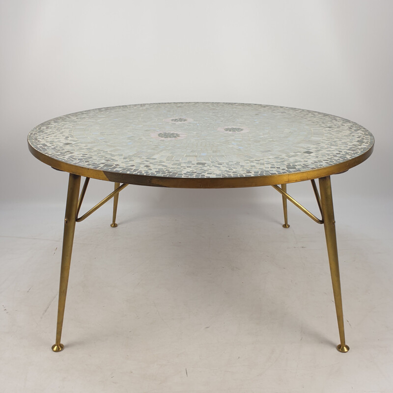 Vintage Round Mosaic Coffee Table by Berthold Müller, 1950s