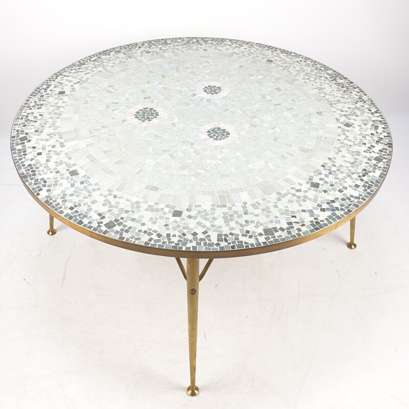 Vintage Round Mosaic Coffee Table by Berthold Müller, 1950s