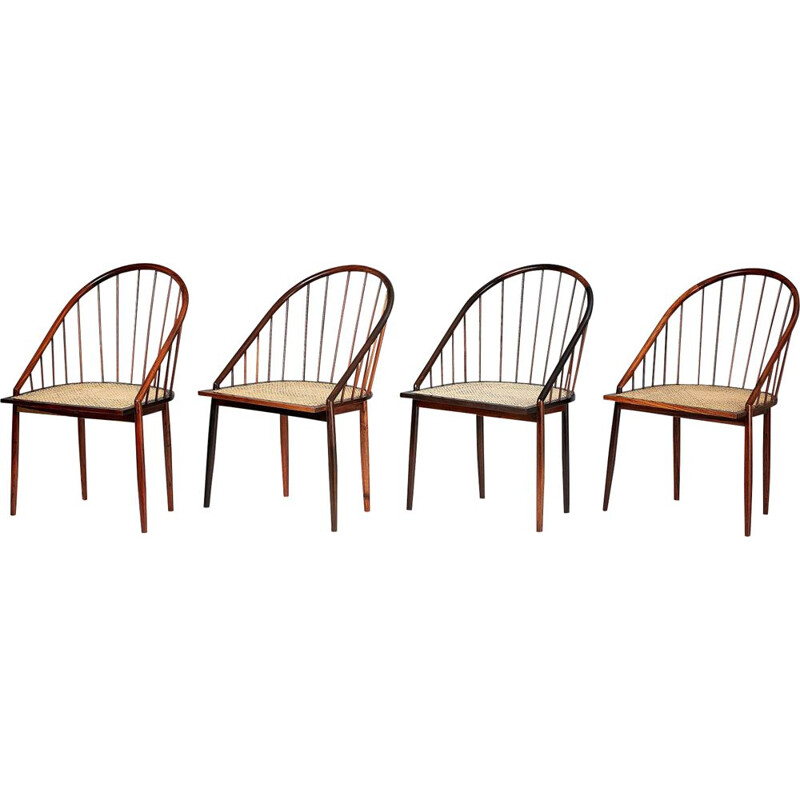 Ensemble de 4 chaises "Curva" en jacaranda de Joaquim Tenreiro, Brazil 1960